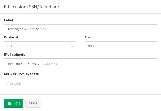 Custom SSH port