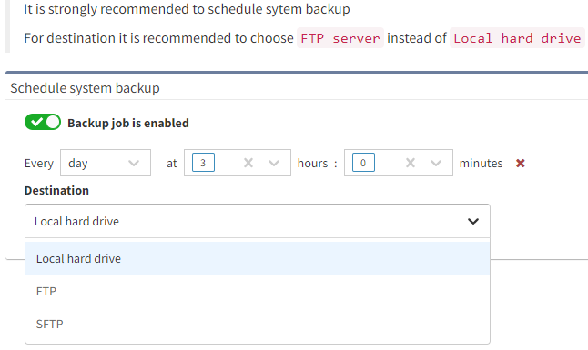 Schedule system backup