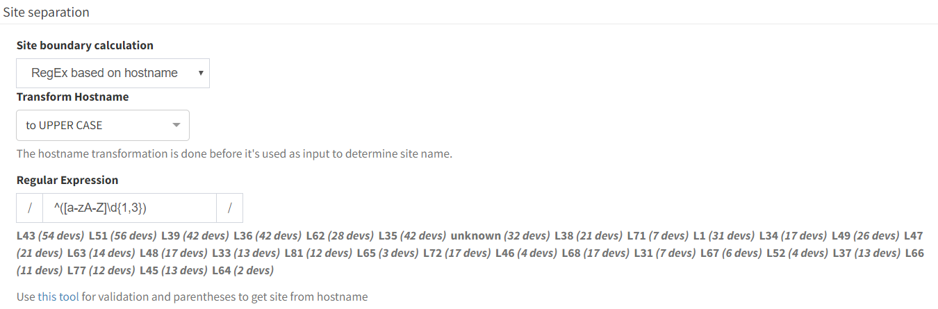 Site separation regex