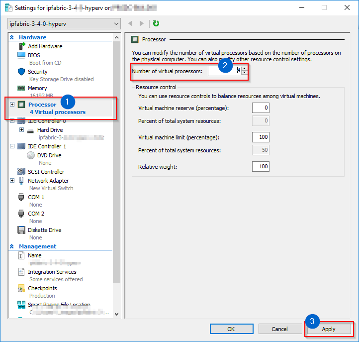 HyperV Setting CPU count