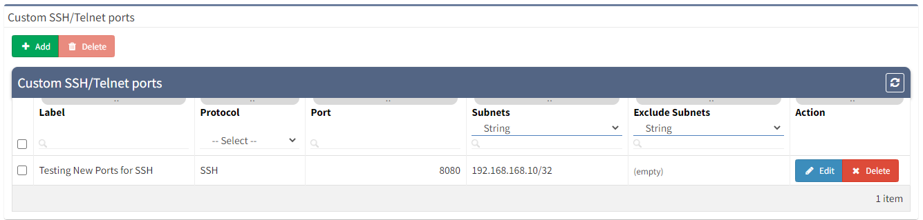 custom ssh telnet ports