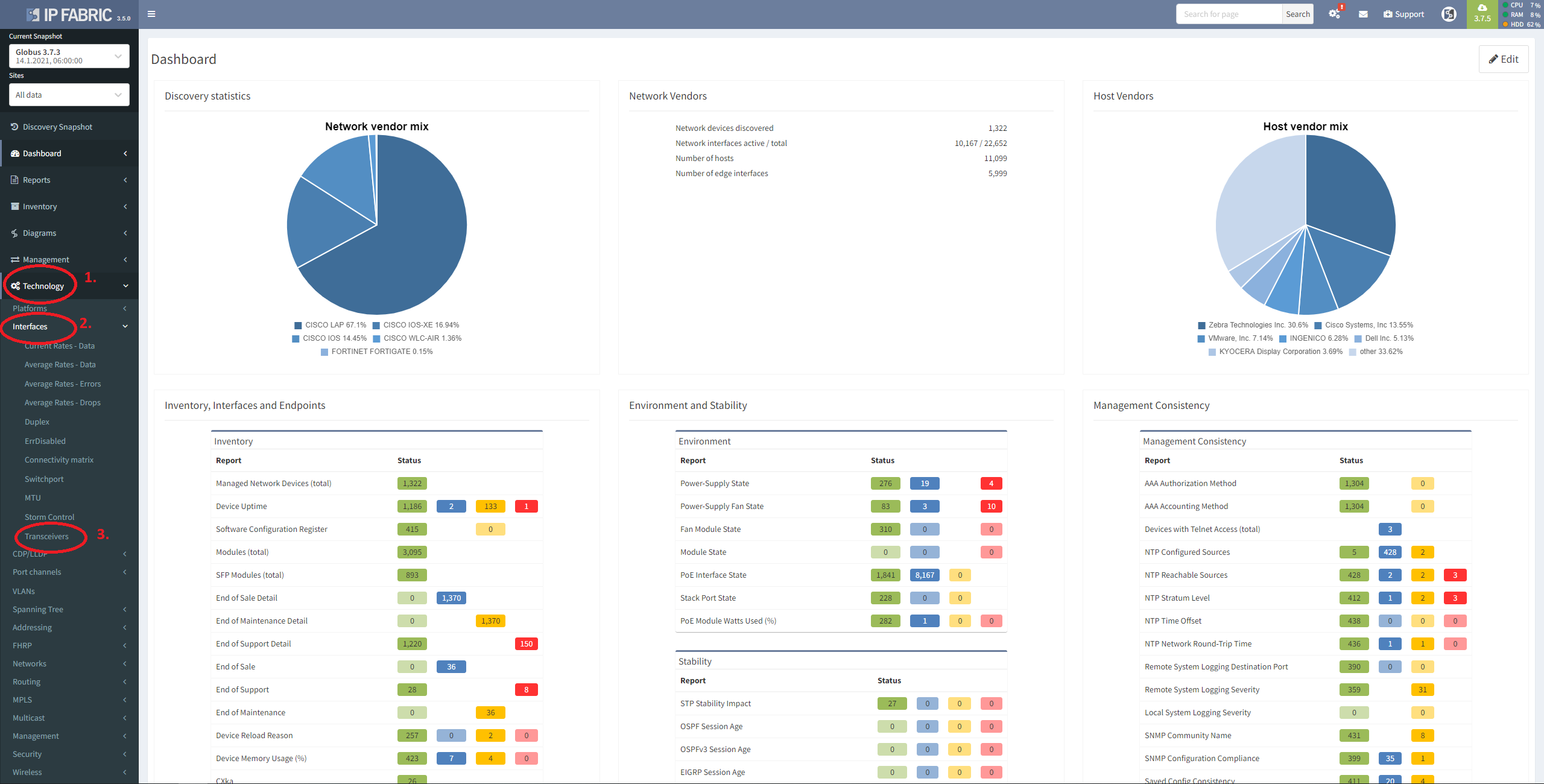 IP Fabric menu