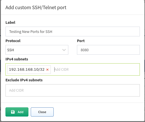 Custom SSH port