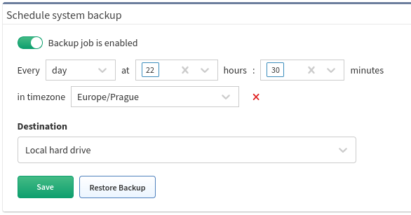 Schedule system backup