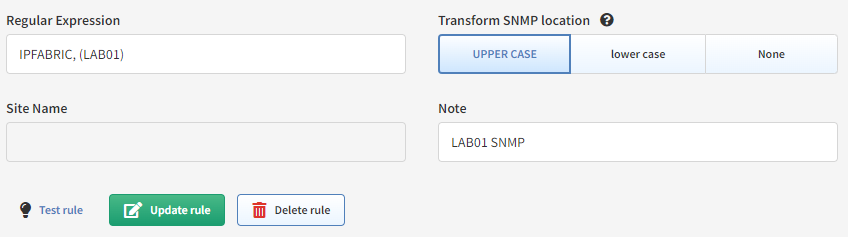 Site separation SNMP regex
