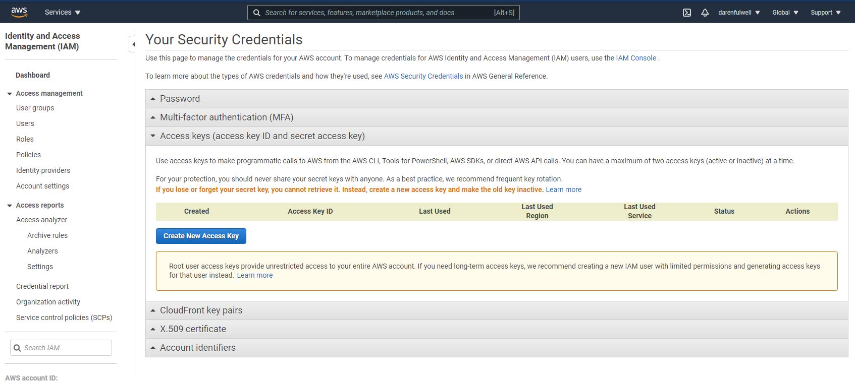 AWS - Your Security Credentials