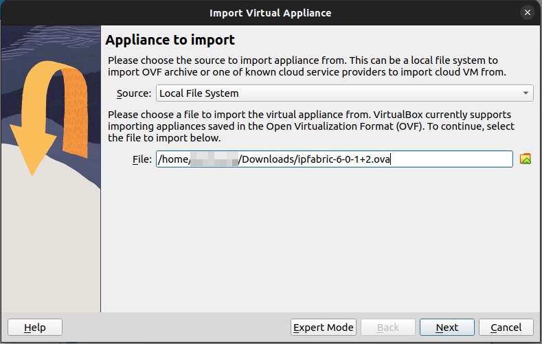 VirtualBox - Import Virtual Appliance