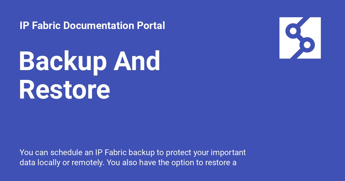 Backup And Restore IP Fabric Documentation Portal