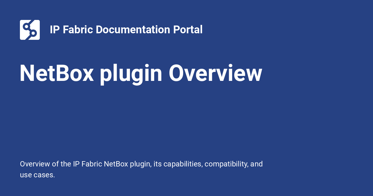 NetBox plugin Overview - IP Fabric Documentation Portal