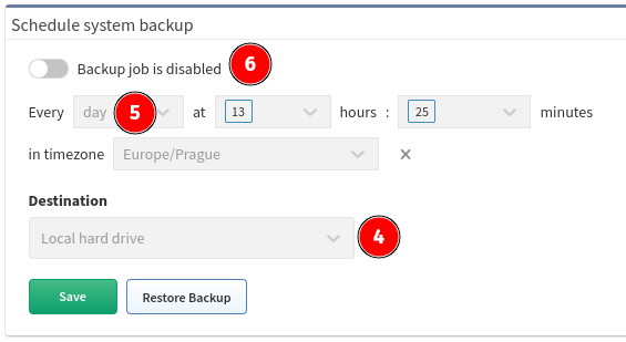 Schedule local backup
