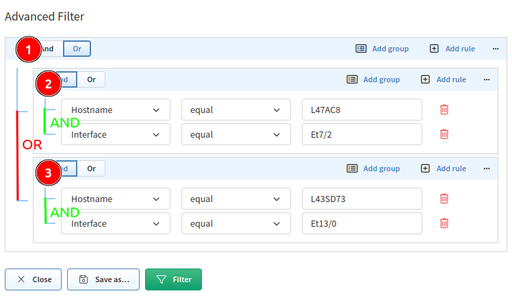 Filtering rules