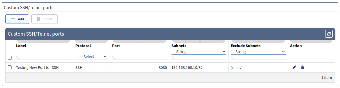 Custom SSH/Telnet ports