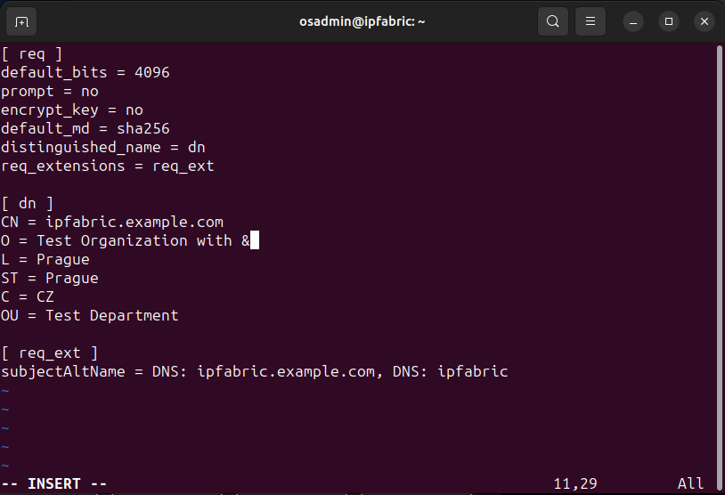 Edit customer.conf file