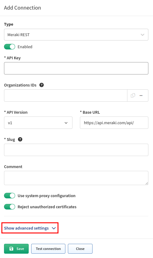 Show advanced settings