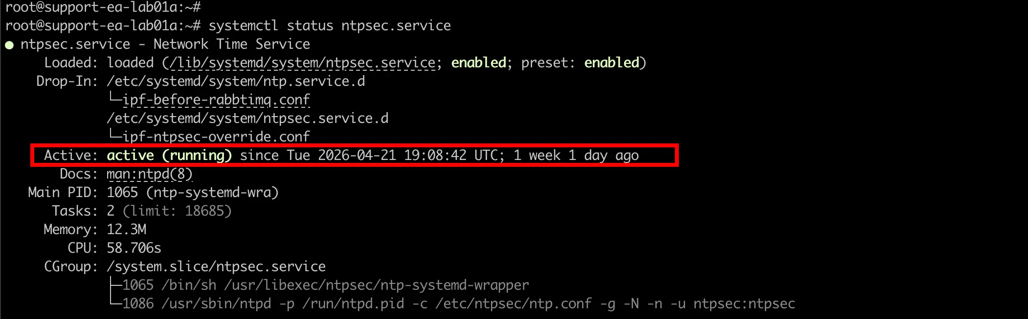 ntpsec service status