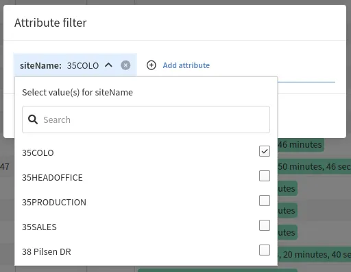 Select value(s) for siteName