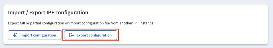 Export Configuration Button