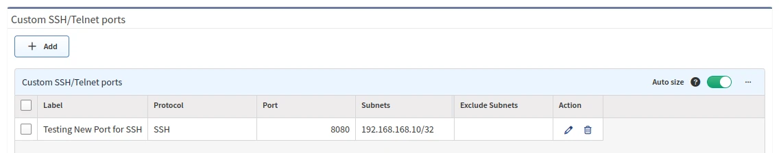 Custom SSH/Telnet ports