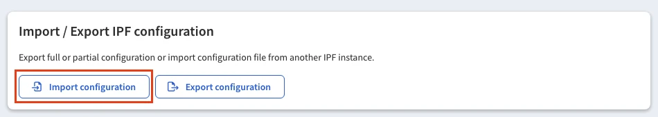 Import Configuration Button
