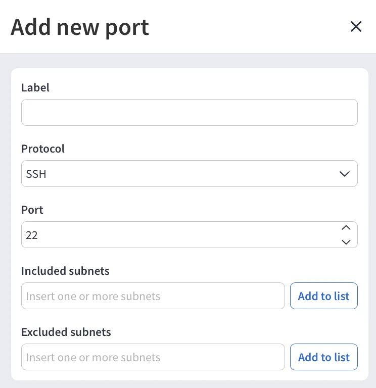 Add custom SSH/Telnet port