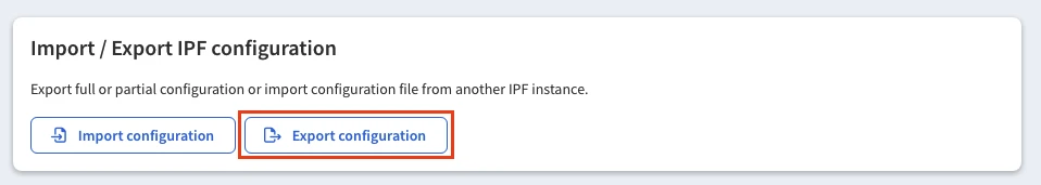 Export Configuration Button