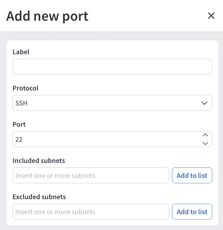 Add custom SSH/Telnet port
