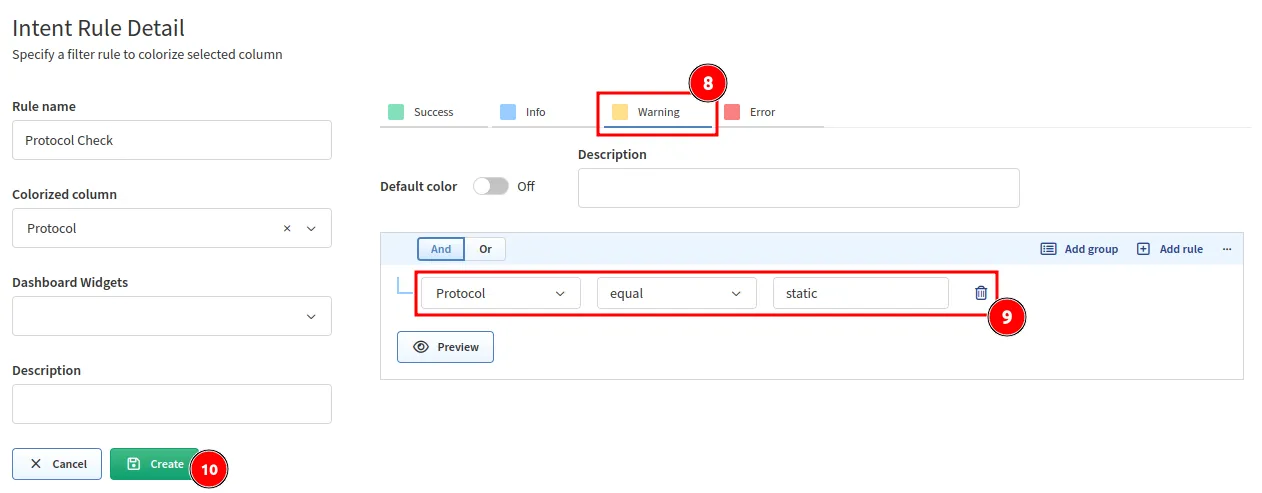 Create intent verification rule - remaining steps