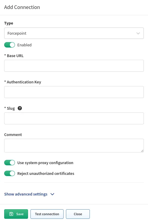 Add Connection - Forcepoint