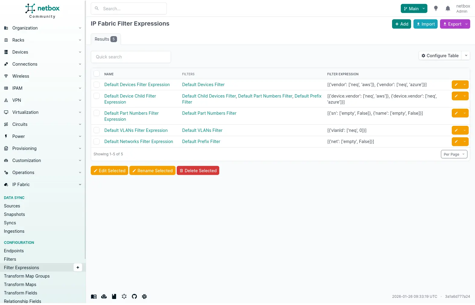 Filter Expression List