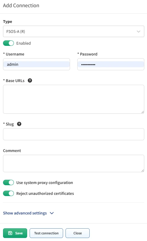 Add Connection - F5OS