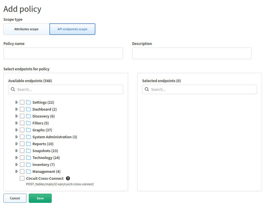 Add API endpoints scope policy
