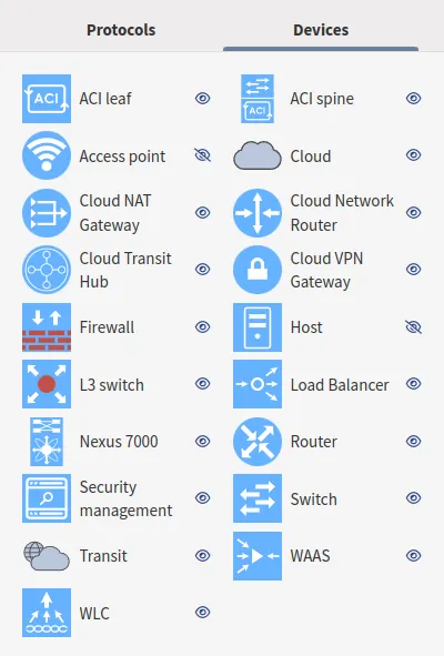 Select type of devices to see