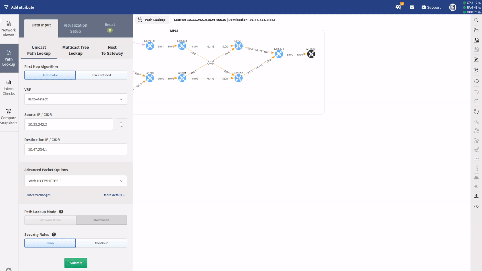 Forwarding decision animation
