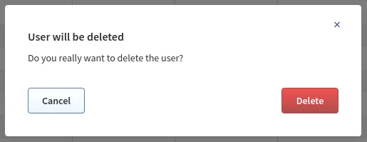 User will be deleted dialog
