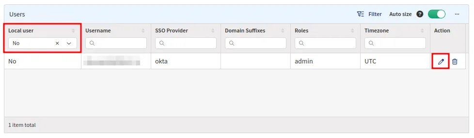 Users table - edit LDAP/SSO user