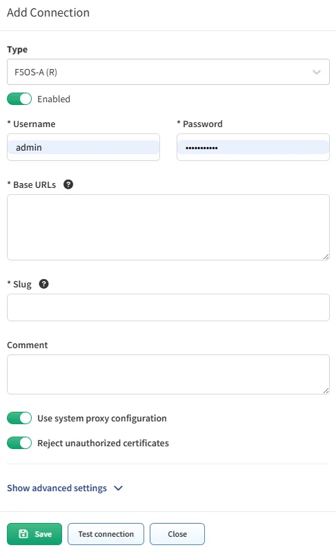 Add Connection - F5OS