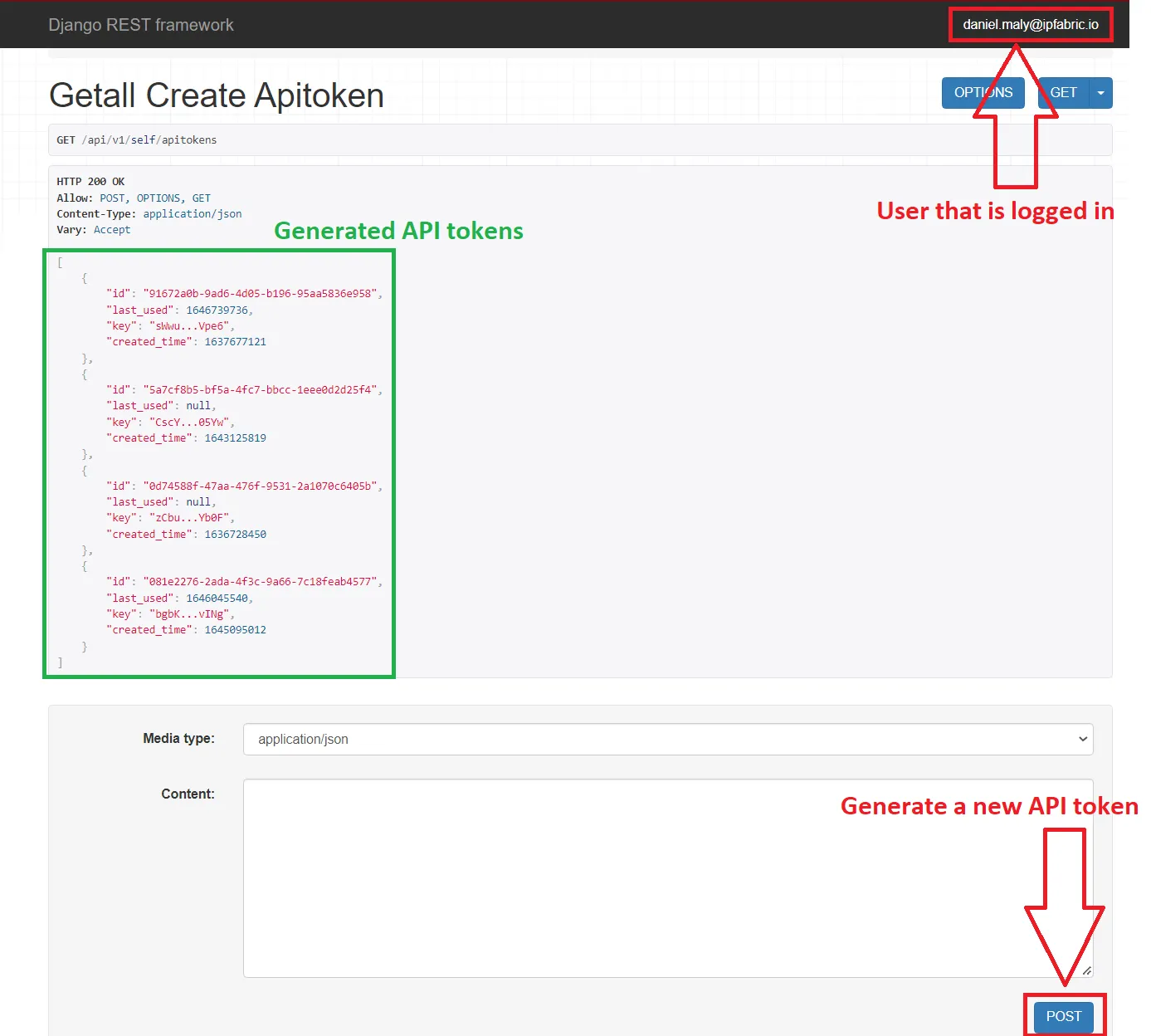 Create API token