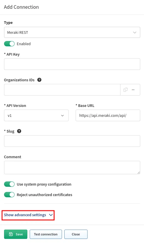 Show advanced settings