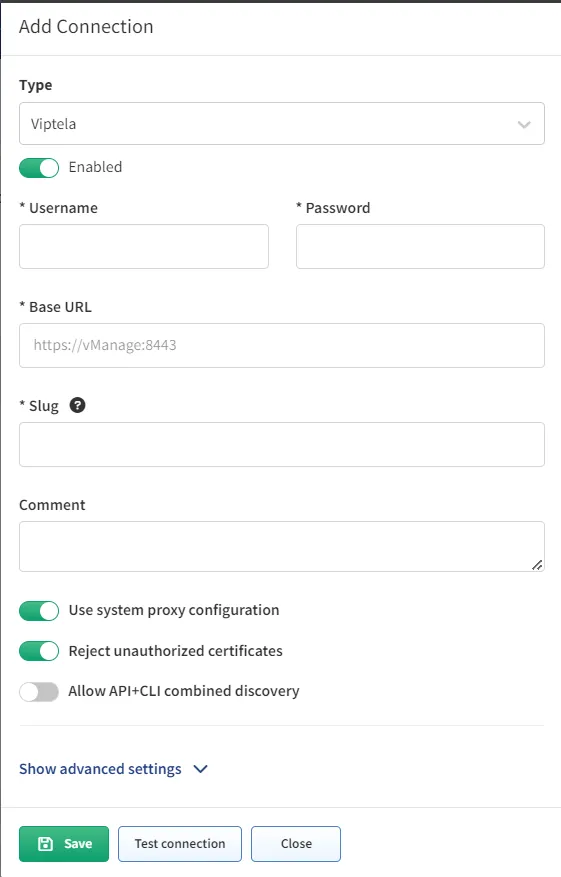 Add Connection - Viptela
