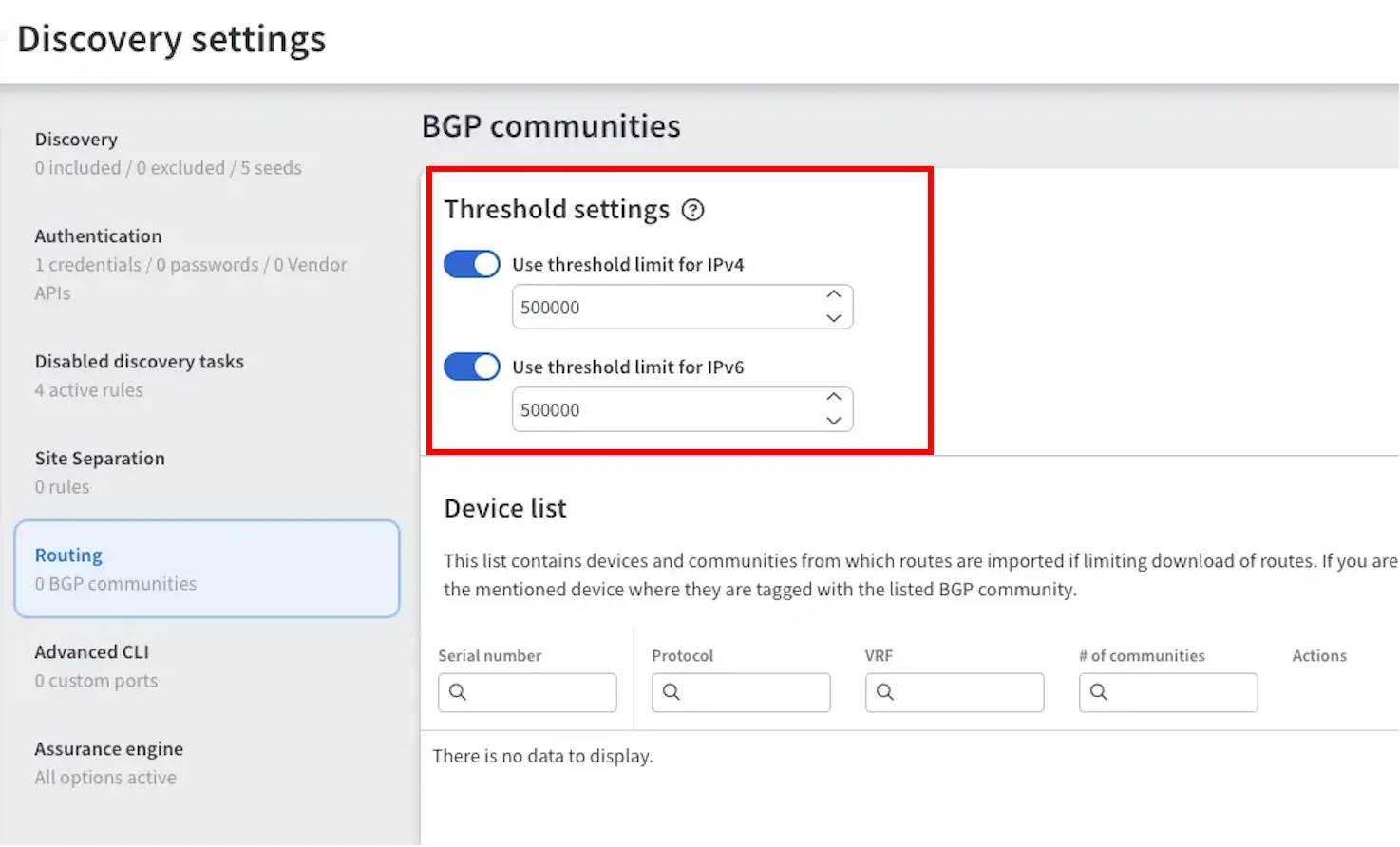 Limit download of BGP routes