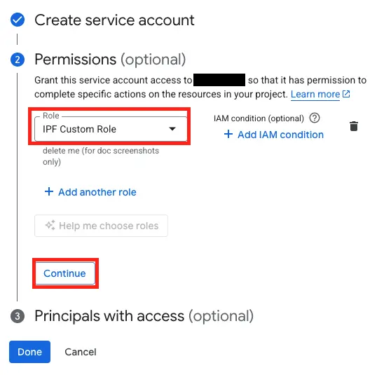 Grant this service account access to project