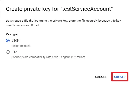 Generate a JSON key