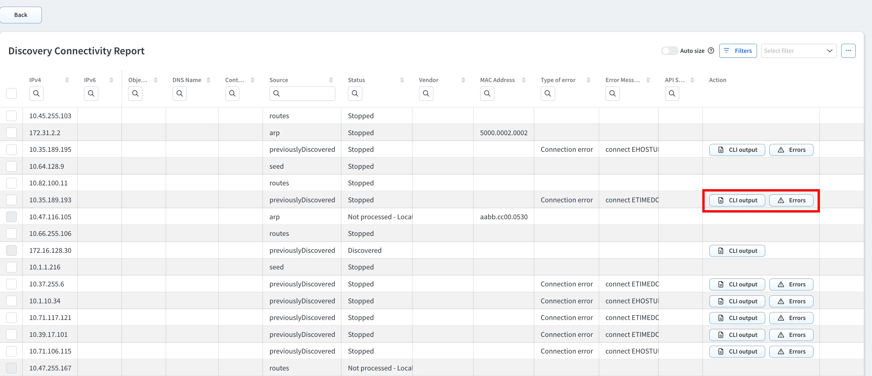 Discovery Connectivity Report