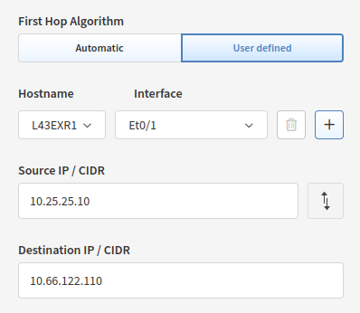 User Defined First hop algorithm