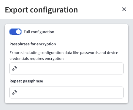 Export Configuration UI