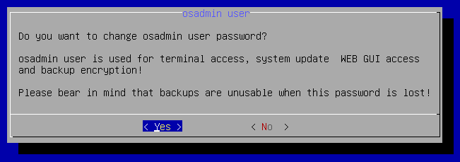 Do you want to change osadmin user password?