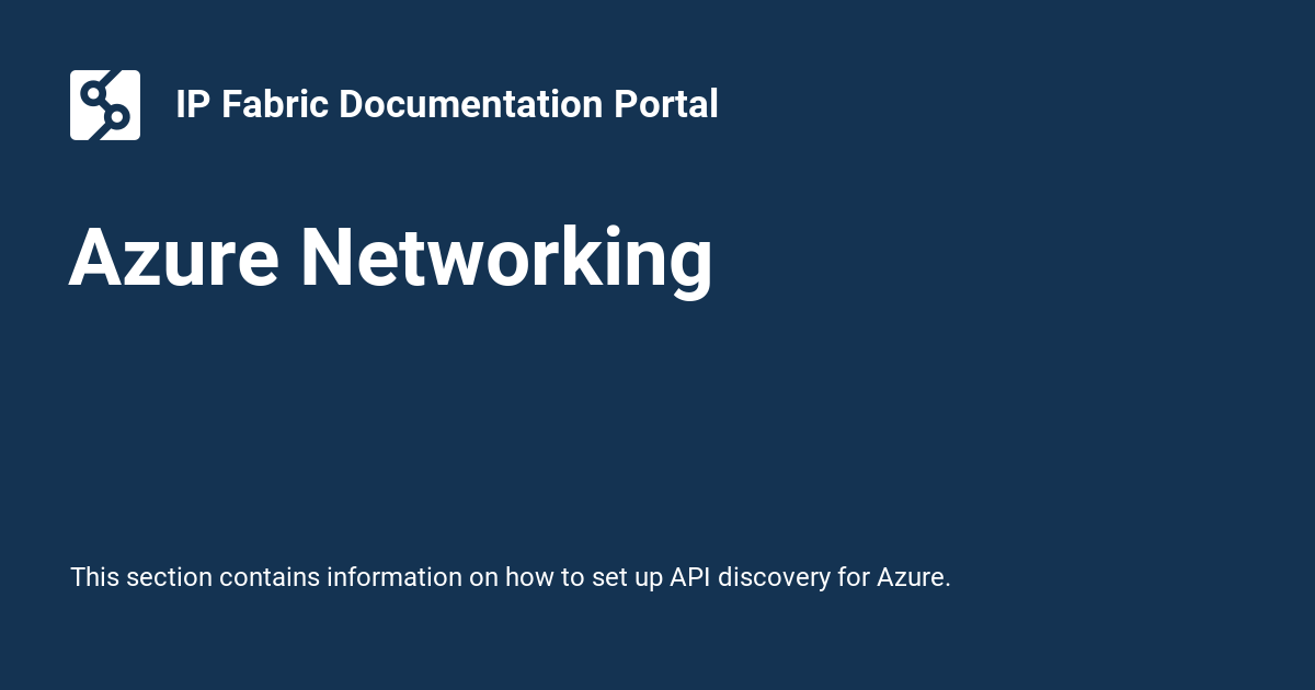 Azure networking ip fabric documentation portal