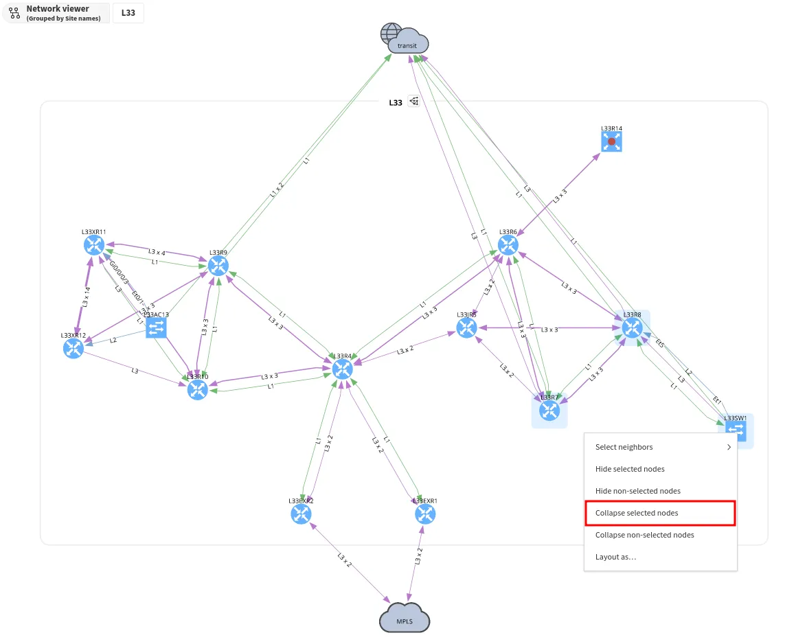 Collapse selected nodes
