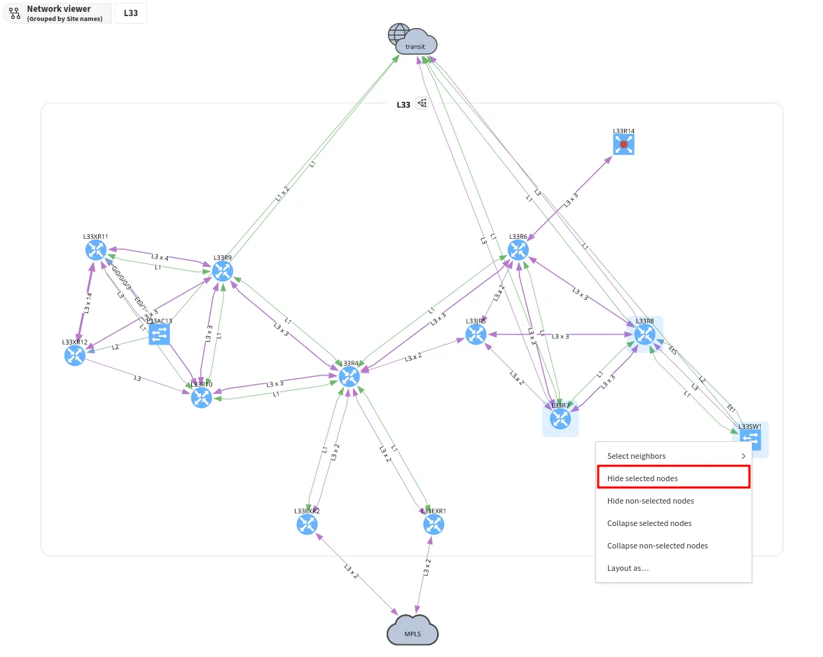 Hide selected nodes
