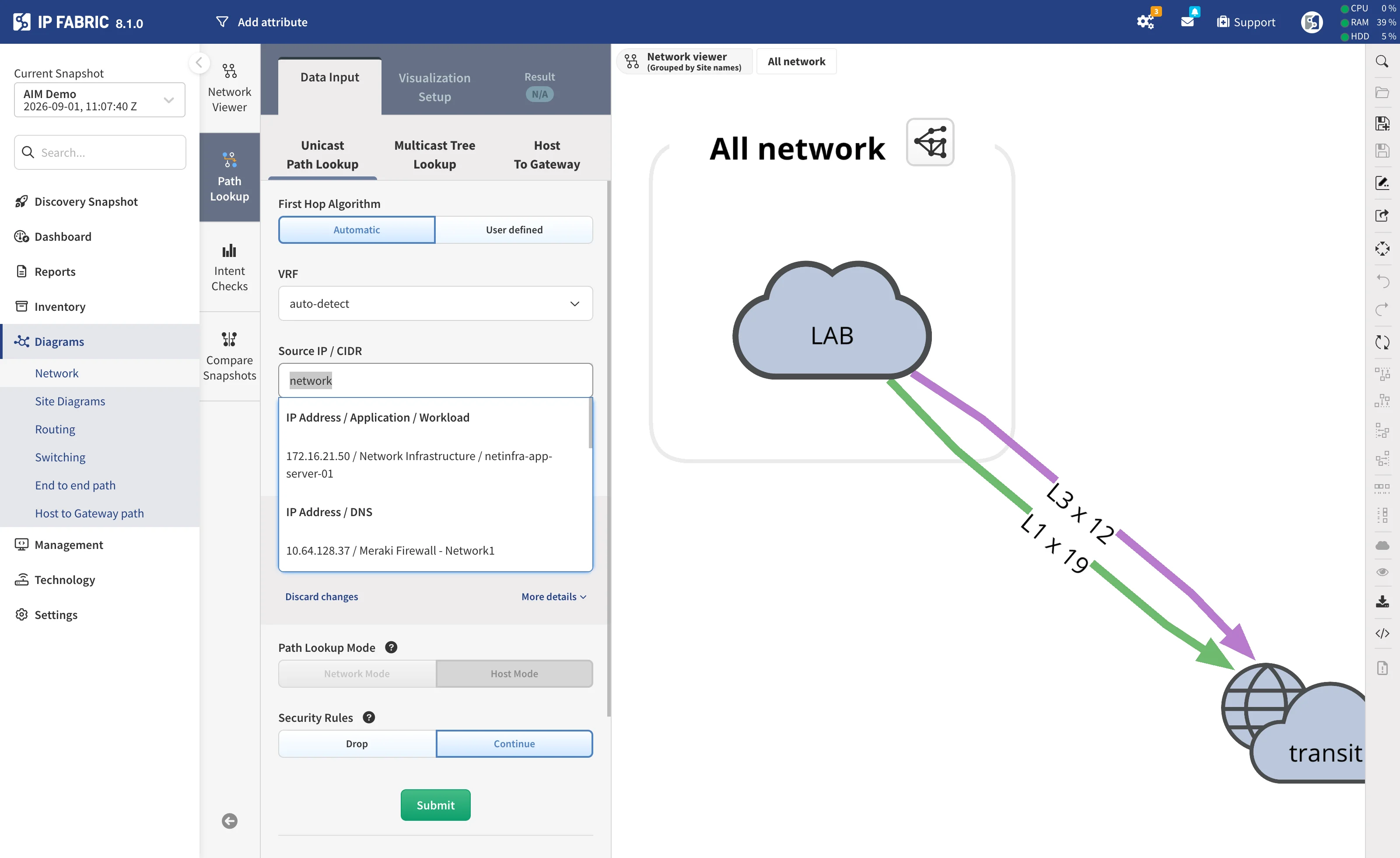 Source IP suggestions grouped by application and workload